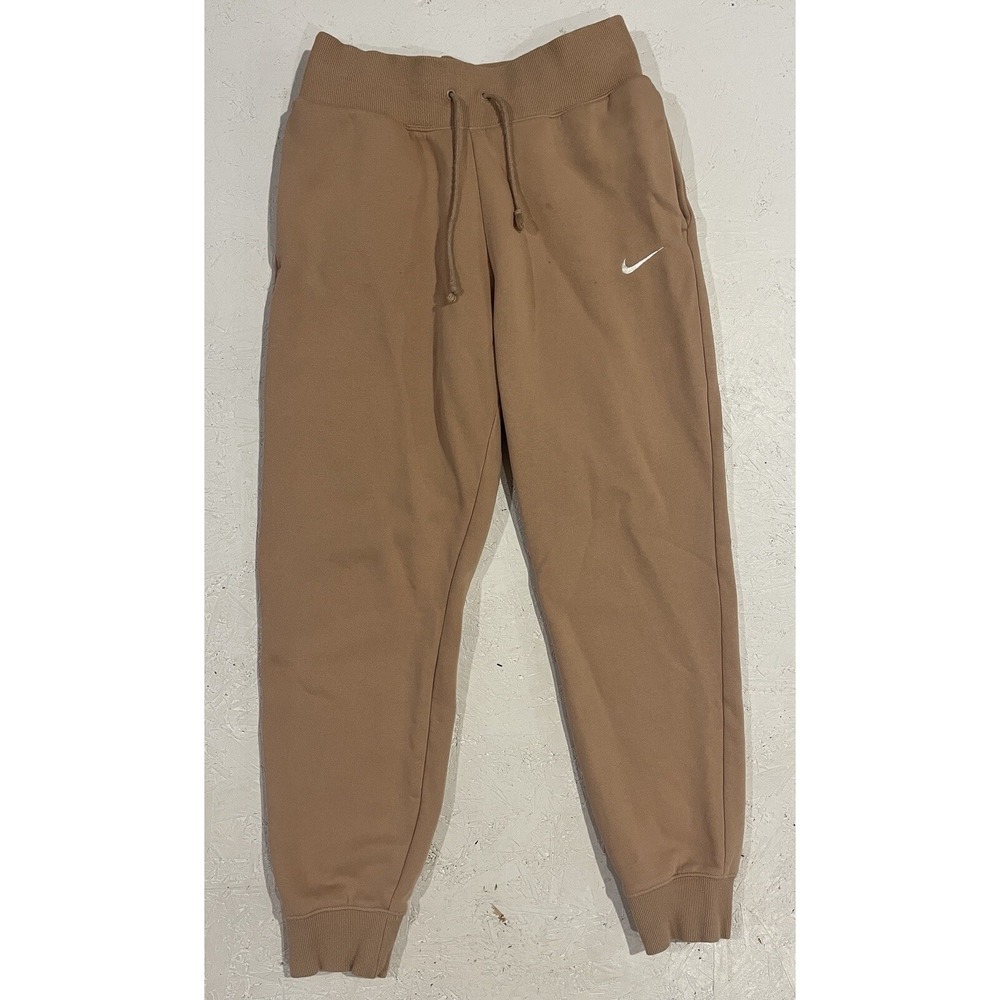 Nike Training Jogger Phoenix‎ High Rise Fleece Pants DQ5688-200 Tan Womens M